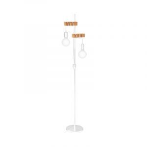 Wood floor lamp white, Anton, with switch