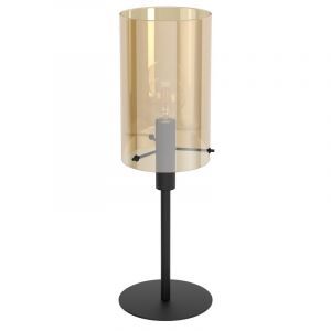 Black modern table lamp steel, Ritesh, with switch