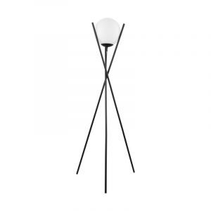 Black retro floor lamp steel, Tjardo, with switch