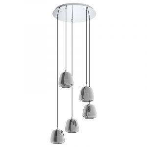 Chrome pendant light smoke glass, Gauke