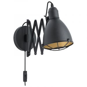 Golden industrial wall light steel, Wilmar, with switch