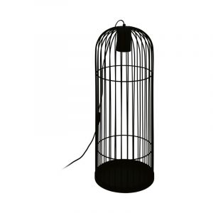 Black industrial floor lamp steel, Dunia, with switch