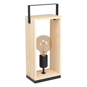 Wood table lamp black, Olaf, with switch