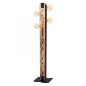 Wood floor lamp brown, Dragana, with switch