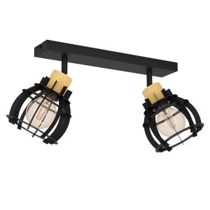 Black retro ceiling spotlight aluminium, Redouan