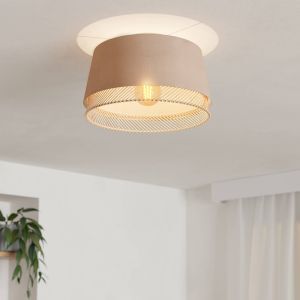 Beige flush ceiling light fabric, Ruby