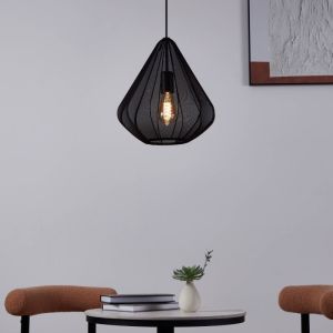 Black industrial pendant light steel, Agnese