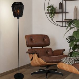 Paper floor lamp black, Caine, with switch