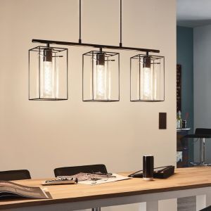 Black industrial pendant light glass, Aprica