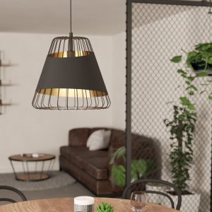 Black retro pendant light metal, Joost