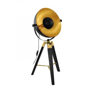 Black modern table lamp steel, Nickolas, with switch