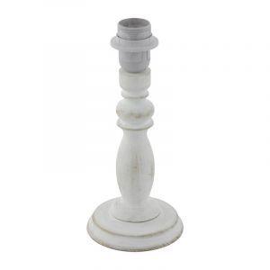 Wood table lamp without shade white, Akin, with switch