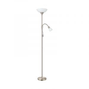 Nickel reading floor lamp plastic, Burgo, with switch