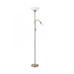 Bronze reading floor lamp plastic, Burgo, with switch