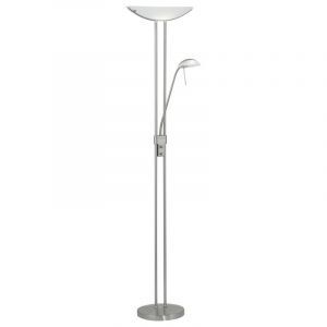 Nickel design reading floor lamp glass, Brava, with switch