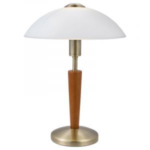 Bronze classic table lamp wood, Miam, with touch dimmer