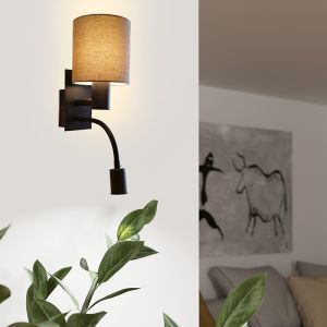 Taupe bedside lamp fabric, Abano, with switch