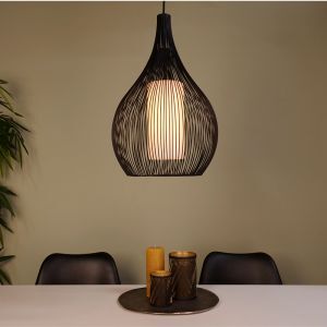 Black industrial pendant light glass, Maritima