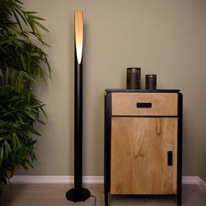 Brown modern floor lamp aluminium, Aloysius, with switch