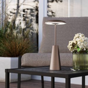 Bronze modern table lamp steel, Ishika, 2,8W, white switch LED, IP54, with touch dimmer