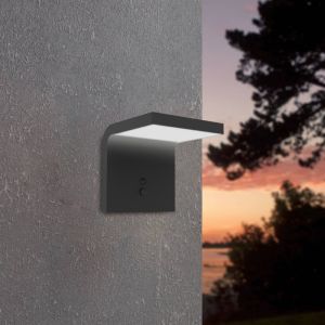 Black solar outdoor wall light plastic, Huseyin, 6,5W, 4000K LED, IP65