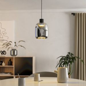 Black smart pendant light smoke glass, Tamika, 3,7W, RGBW LED