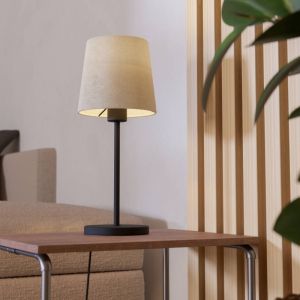 Black modern table lamp fabric, Siham, with switch