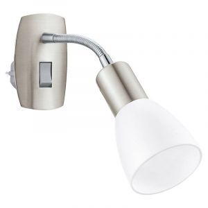 Nickel plug in wall light plastic, Alem, with switch