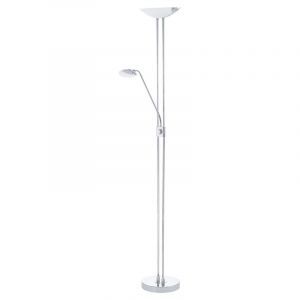 Chrome design reading floor lamp glass, Brava, 20W, 3000K LED, with switch