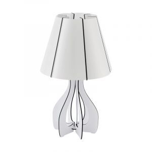 White rustic table lamp wood, Bergama, with switch