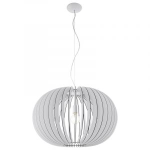 White rustic pendant light wood, Kiran