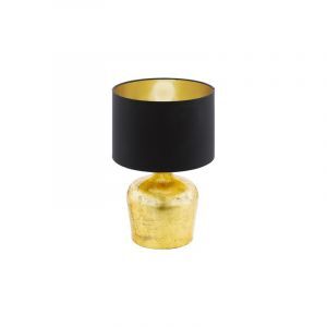 Golden modern table lamp fabric, Elvin, with switch
