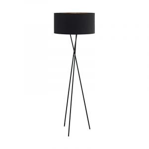 Black modern tripod floor lamp fabric, Anuschka, with switch