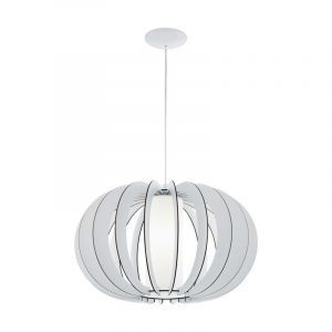 White rustic pendant light wood, Kiran