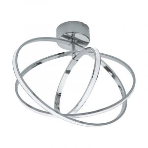 Chrome design flush ceiling light aluminium, Tinus, 12W, 3000K LED