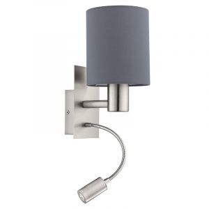 Grey modern wall light fabric, Abano, with switch