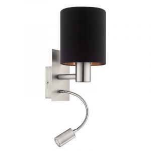 Copper modern wall light fabric, Abano, with switch