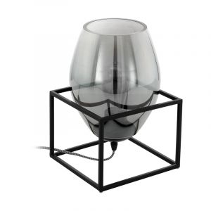Black design table lamp steel, Josephus, with switch