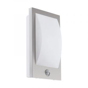 White outdoor wall light with motion sensor plastic, Lyam, IP44