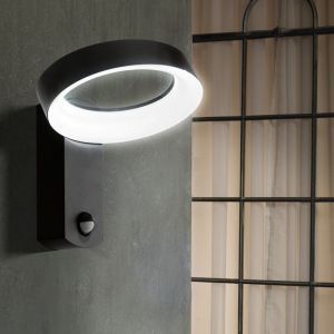 Anthracite modern outdoor wall light with motion sensor aluminium, Lewis, IP44