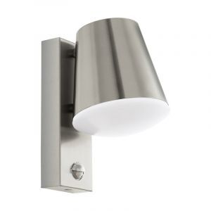 Silver modern outdoor wall light with motion sensor stainless steel, Aiden, IP44