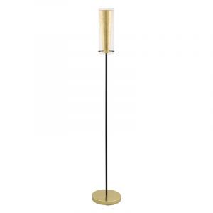 Golden modern floor lamp steel, Barceno, with switch