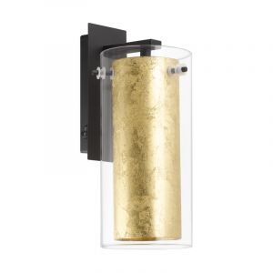 Black modern wall light steel, Barceno, with switch