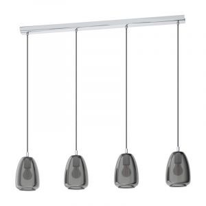 Chrome pendant light smoke glass, Fredericus