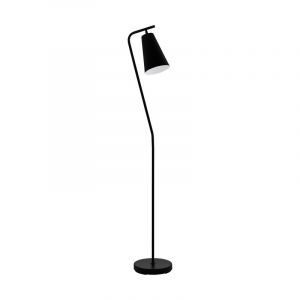 White retro floor lamp steel, Silvio, with switch