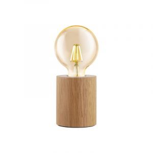 Wood table lamp brown, Yannic, with switch