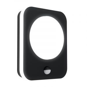 Black modern outdoor wall light with motion sensor aluminium, Luut, 9W, 3000K LED, IP44