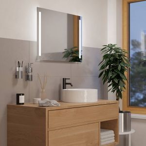 Grey modern mirror with light glass, Bibi, 5,1W, 4000K LED, IP44, with switch