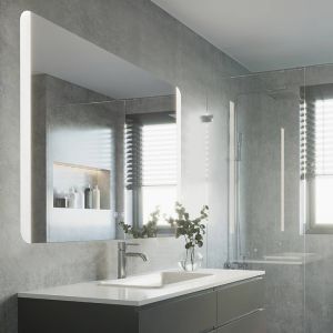 Grey modern mirror with light glass, Bibi, 6,2W, warm to cold white adjustable LED, IP44, with switch