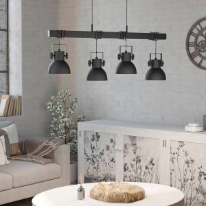 Black industrial pendant light aluminium, Liane
